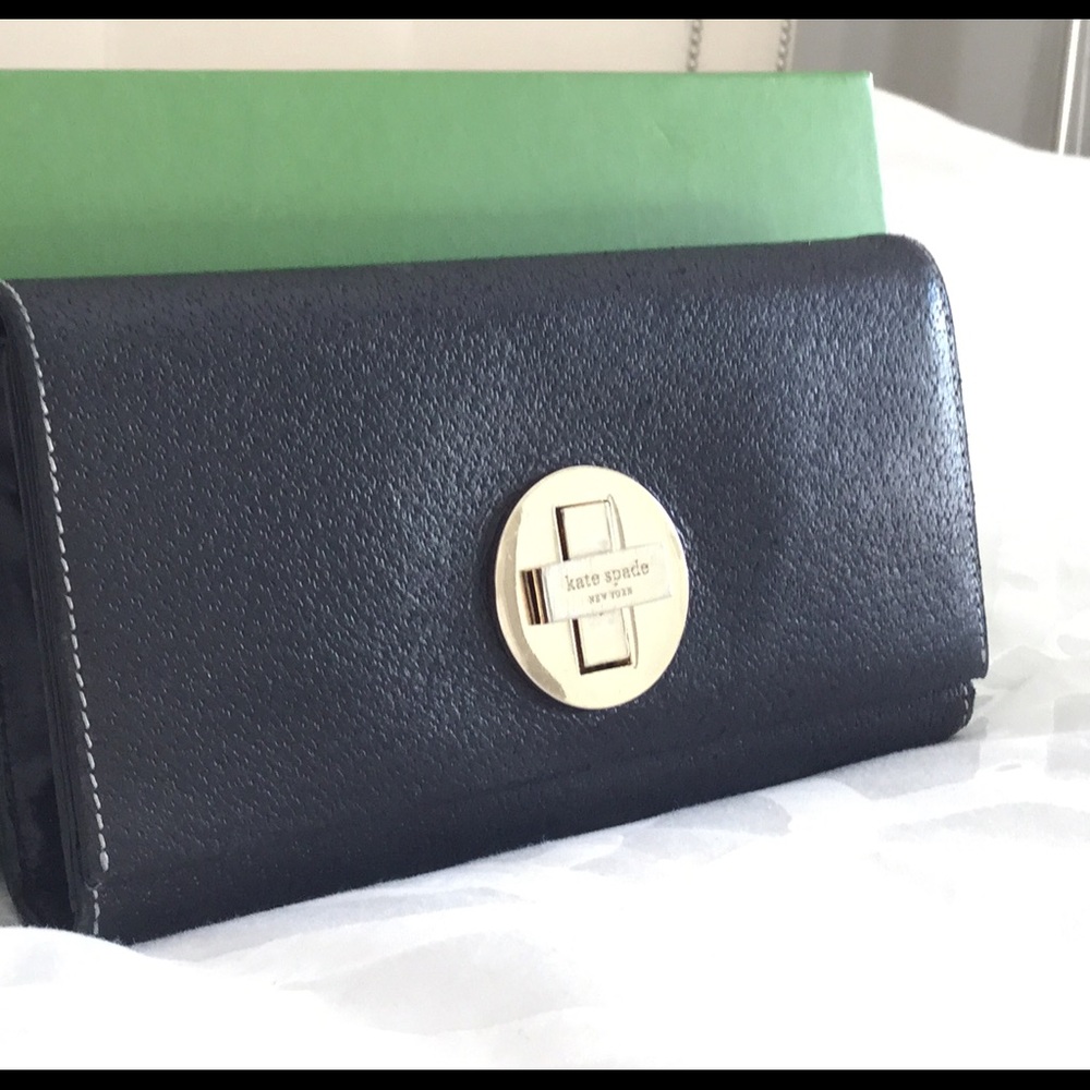 Kate Spade Black Wallet with Gold Accent